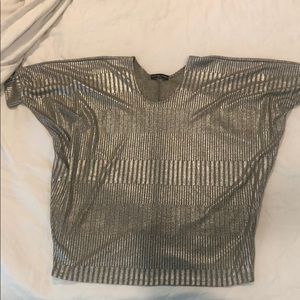 Kim & Cami Silver striped blouse short sleeve